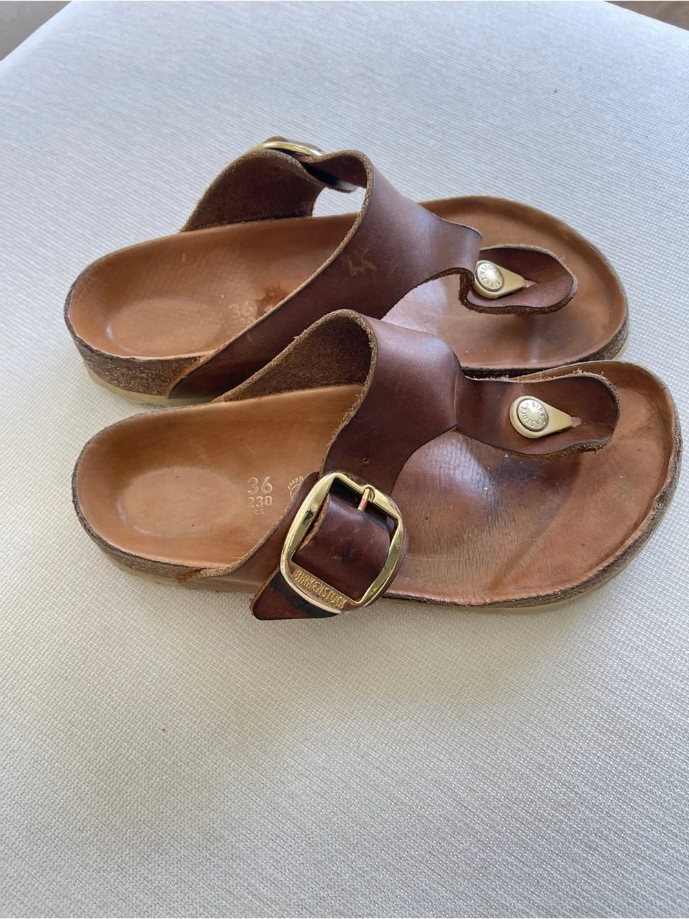Gizeh Brown Leather Big Buckle Sandal Birkenstock Size 36/5.5